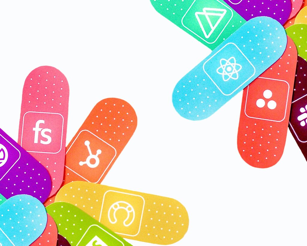 Software logos on bandaids